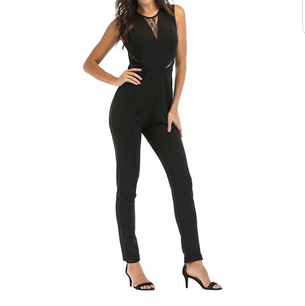 Lace detail skinny leg jumpsuit
